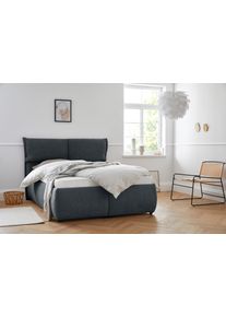 Polsterbett OTTO HOME "Jenson", blau (dunkelblau), B:168cm L:225cm, Struktur weich (85% Polyester/15% Nylon), Betten, Polsterbett, als Bettgestell oder mit 3 Matratzenarten und H&auml;rtegraden