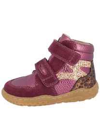 Barfu&szlig;schuh Lurchi "Samu 1 Barefoot", M&auml;dchen, Gr. 25, beere, lila, Leder, Veloursleder, Schuhe Barfu&szlig;schuh, Herbstboots, Klettboots mit trendigen, farbigen Kontrastbes&auml;tzen