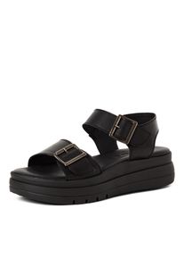 Sandalette Tamaris, Damen, Gr. 38, schwarz, Glattleder, unifarben, Schuhe Sandalette, Plateau, Riemchensandale, Sommerschuh mit Logoschriftzug