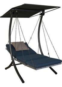 Hollywoodschaukel "Luxus Smart denim", blau (blau, blau), B:100cm H:160cm T:145cm, Obermaterial: 100% Polyester, Angerer FREIZEITM&Ouml;BEL, Hollywoodschaukeln, Hollywoodschaukel, BxTxH: 100x145x160 cm