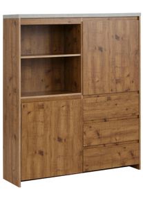 Highboard OTTO HOME "Maribo", beige (naturfarben), B:125cm H:140cm T:35cm, Sideboards, Highboard, Stauraumschrank im modernen Landhaus-Stil, Breite 125 cm