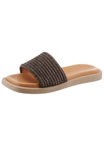 Marc O'Polo Pantolette MARC O'POLO "Agda", Damen, Gr. 38, braun (dunkelbraun), Textil, Flechtoptik, Schuhe Pantolette, Sommerschuh, Strandschuh, Urlaubsschuh, in Karreeform