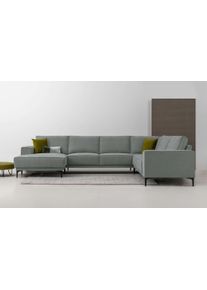 Wohnlandschaft OTTO HOME "OLAND Struktur fein U-Form, XXL, B: 342 cm, Skandi-Design", grau (dunkelgrau), B:342cm H:85cm T:260cm, 100% Polyester, Sofas, Wohnlandschaft, Skandi-Design in Struktur, Flachgewebe, Luxus-Microfaser, Boucle
