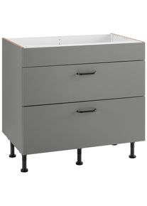 Kochfeldumbauschrank Optifit "Elga", grau (basaltgrau, basaltgrau), B:90cm H:87cm T:58,4cm, Holzwerkstoff, Schr&auml;nke, Kochfeldumbauschrank, mit Soft-Close-Funktion, h&ouml;henverstellbaren F&uuml;&szlig;e, Breite 90 cm