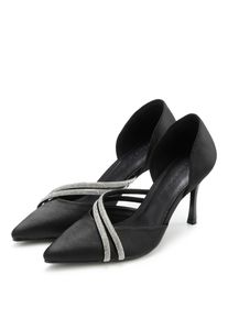 Pumps Lascana "High-Heels, Partyschuh", Damen, Gr. 39, Lederimitat, schwarz, Obermaterial: 100% Textilmaterial. Decksohle: 100% Lederimitat. Futter: 100% Lederimitat. Laufsohle: 100% Synthetik, leicht gl&auml;nzend, unifarben mit Farbeinsatz, Schuhe Pumps, mit raffiniertem Design und Glitzersteinchen