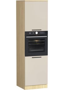 Backofenumbauschrank KOCHSTATION "Luna, Backofenschrank, Backofen-Hochschrank, Made in Italy", kaschmirfarben, eiche chopinfarben, B:60cm H:214,5cm T:60cm, Schr&auml;nke, Backofenumbauschrank, B/T/H: 60&times;60&times;214,5 cm, Oberplatte mit 25 mm St&auml;rke