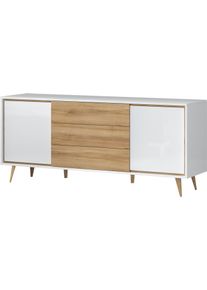 Kommode OTTO HOME "Vida", wei&szlig; (crystal wei&szlig;, pacific walnut), B:180cm H:78cm T:47cm, Holzwerkstoff, Sideboards, Kommode, UV lackiert, hochgl&auml;nzend, Soft-Close und Push-to-open Funktion