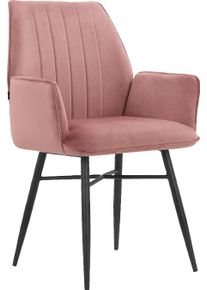 Esszimmerstuhl OTTO HOME "Hrodwyn", rosa (altrosa, schwarz, rosa), B:58cm H:92cm T:58cm, Stoff, St&uuml;hle, Esszimmerstuhl, Sitz gepolstert, mit horizontale N&auml;hten am R&uuml;cken, Sitzh&ouml;he 52 cm