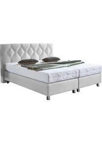 Boxspringbett "Ph&ouml;nix", wei&szlig;, B:215cm L:210cm, Bezug Bett: Microvelours (100% Polyester) oder Feinstruktur (100% Polyester);Bezug Bonnell-Federkernmatratze: 100% Polyester;Bezug Kaltschaummatratze: 100% Polyester;Bezug Tonnentaschenfederkernmatratze: 80% Baumwolle, 20%Polyester, Westfalia Schlafkomfort, Komplettbetten, Boxspringbett