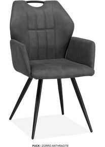 Esszimmerstuhl OMG DESIGN "Puck", anthrazit, schwarz, anthrazit, B:57cm H:89,5cm T:61,5cm, Polyester, St&uuml;hle, Esszimmerstuhl, Esszimmerstuhl, pflegeleichter Bezug