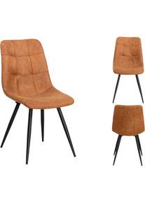 Esszimmerstuhl OMG DESIGN "Peak", braun (cognac, schwarz, cognac), B:48cm H:88cm T:65cm, St&uuml;hle, Esszimmerstuhl, moderne Sitzschale in Microfaser Lederoptik