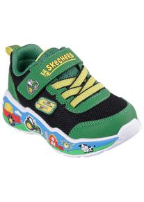 Sneaker Skechers "PLAY SCENE JOHN DEERE", Jungen, Gr. 26, gr&uuml;n (gr&uuml;n, schwarz), Lederimitat, Textil, kontrastfarbene Details, Schuhe Sneaker, Klettschuh im John Deere Design, Gr&ouml;&szlig;enschablone zum Download