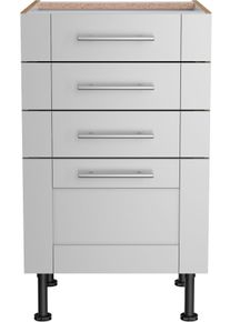 Unterschrank Optifit "Ahus", grau (hellgrau matt, wildeiche nachbildung), B:50cm H:87cm T:58,4cm, Schr&auml;nke, Unterschrank, Breite 50 cm