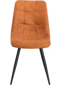 Esszimmerstuhl OMG DESIGN "Peak", braun (cognac, schwarz, cognac), B:48cm H:88cm T:65cm, St&uuml;hle, Esszimmerstuhl, moderne Sitzschale in Microfaser Lederoptik