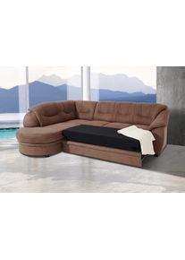 Sit & More Ecksofa SIT & MORE "Savona", braun, B:267cm H:90cm T:206cm, NaturLEDER (echtes Rindsleder) in Sitz und R&uuml;cken. Korpus in passendem Kunstleder SOFTLUX bezogen;Luxus-Microfaser (100% Polyester);Struktur ( 100% Polyester);Luxus-Microfaser ALTARA NUBUCK (100% Polyester), Sofas, Ecksofa, wahlweise mit Bettfunktion