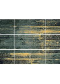 Fliesenaufkleber queence "Holz", bunt (braun, gelb), B:15cm H:15cm T:0,1cm, Fliesenaufkleber, Fliesenaufkleber, Stickerfliesen, selbstklebend, Sticker, 12er Set