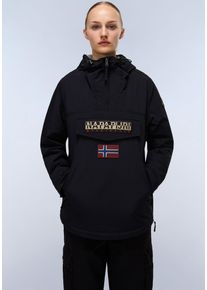 Anorak Napapijri "RAINFOREST W PKT 4 DEMITASSE WT3", Damen, Gr. XL, schwarz (schwarz 041), Web, Obermaterial: 100% Polyamid, unifarben, regular fit normal, Rundhals, eingesetzt gerader Abschluss, Jacken Anorak, unifarbenes Design, Anorak-Schnitt, aus Polyamid