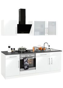 Wiho-K&uuml;chen K&uuml;chenzeile WIHO K&Uuml;CHEN "Cali", wei&szlig; (k&uuml;che: grau, korpus: wei&szlig;, arbeitsplatte: granit grau), B:220cm T:60cm, Komplettk&uuml;chen-Sets, K&uuml;chenzeile, mit E-Ger&auml;ten, Breite 220 cm