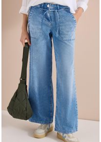 Weite Jeans Cecil, Damen, Gr. 26, L&auml;nge 32, blau (authentic used wash), Denim/Jeans, Obermaterial: 98% Baumwolle, 2% Elasthan. Futter: 52% Polyester, 48% Baumwolle, loose fit lang, Jeans Weite Jeans, ausgestellter Saum, authentische Waschung