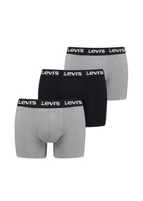 Levi's Boxershorts LEVI'S "LEVIS MEN REPEAT LOGO BOXER BRIEF 3P", Herren, Gr. L, grau (grau combo), Obermaterial: 95% Baumwolle, 5% Elasthan, k&ouml;rpernah, Unterhosen Boxershorts