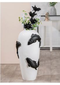 Bodenvase CASABLANCA BY GILDE "Vase "Koi", wei&szlig;, B:35cm H:73cm T:35cm, Vasen, Bodenvase