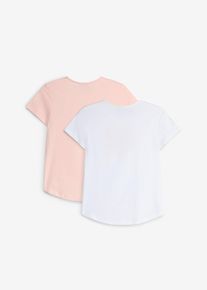 bonprix Bluză din material elastic cu bumbac organic (set 2 buc.), alb, 140