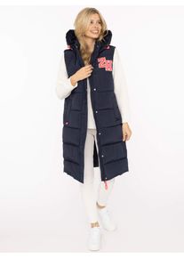 Longweste Zwillingsherz "&bdquo;ZH Patch&ldquo;", Damen, Gr. XL, blau (marine), Obermaterial: 100% Polyester, Westen Longweste, mit Kapuze, Rei&szlig;verschluss an Front und Seiten, Taschen, Aufn&auml;her