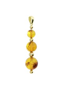 Kettenanh&auml;nger OSTSEE-SCHMUCK "OSTSEE-SCHMUCK Anh&auml;nger Kugel 8/10/12 mm", gelb (wei&szlig;, neutral), Schmuckanh&auml;nger, Damen, 55 x 12mm, Gelbgold 333, 3,1 g, Kettenanh&auml;nger