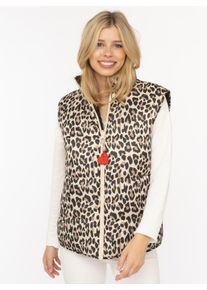 Wendeweste Zwillingsherz "Leo Teddy", Damen, Gr. XL, braun, Obermaterial: 100% Polyester, Westen Wendeweste, wendbar, mit Rei&szlig;verschluss, Herzanh&auml;nger, Leomuster, Eingriffstaschen