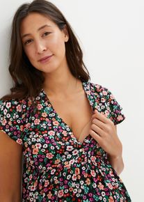 Umstandstunika bonprix "Umstands- und Stillbluse aus Viskose", Damen, Gr. 34, schwarz (schwarz gebl&uuml;mt), Obermaterial: 100% Viskose, ausgestellt, Tuniken Umstandstunika, mit Stillfunktion, aus leichtem, atmungsaktivem Material