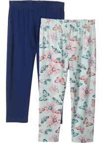 Caprileggings bonprix, M&auml;dchen, Gr. 128/134, N-Gr, mitternachtsblau, pastellmint, Jersey, Obermaterial: 95% Baumwolle, 5% Elasthan, gebl&uuml;mt, mehrfarbig, unifarben, Basic kniebedeckend, Hosen Caprileggings, mit hohem Baumwoll-Anteil, mit elastischem Taillenbund, 3/4-L&auml;nge
