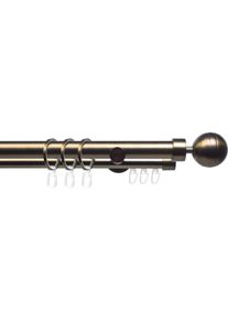 Gardinenstange Liedeco "CELKUGEL02SG2L" Gr. 2, braun (bronzefarben), L:160cm &Oslash;:25mm, Metall, Gardinenstangen, Gardinenstange, 2-l&auml;ufig im Fixma&szlig; &Oslash; 25/20 mm
