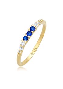 Silberring Elli "Ring Zirkonia Saphir synthetisch Verlobung 925 Silber" Gr. 58, gold, Fingerringe, Damen, 58, Silber 925 (Sterlingsilber), Silberring