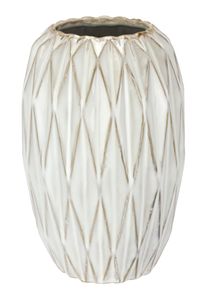 Dekovase I.GE.A. "Vase aus Keramik", beige (creme), B:13cm H:22cm, Keramik, Vasen, Dekovase, Blumentopf geriffelt Zylinderform &Uuml;bertopf Keramikvase Deko Dekovase