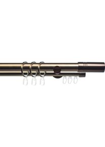 Gardinenstange Liedeco "CELZYLIN02SG2L" Gr. 4, braun (bronzefarben), L:240cm &Oslash;:25mm, Metall, Gardinenstangen, Gardinenstange, 2-l&auml;ufig im Fixma&szlig; &Oslash; 25/20 mm