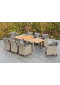 Garten-Essgruppe Merxx "Avellino", beige (steinbeige), Aluminium, Kunststoff, Massivholz, Sitzm&ouml;bel-Sets, Garten-Essgruppe, inkl. Auflagen