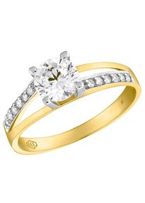 Fingerring Amor "Solit&auml;r, 2020396-97-98-99-202400" Gr. 54, gold (gelbgoldfarben, kristallwei&szlig;), Fingerringe, Damen, 54, Gelbgold 333, Fingerring, mit Zirkonia (synth.)