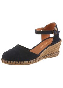 Slingpumps VERBENAS, Damen, Gr. 37, dunkelblau, Veloursleder, unifarben, Schuhe Slingpumps, Keilsandalette, Sommerschuh, Urlaubsschuh mit Bastbesatz
