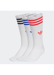 Sportsocken adidas originals "3-STREIFEN HIGH CREW, 3 PAAR", Herren, Gr. S (37/39), wei&szlig; (wei&szlig;, lucid rot, lucid blau), Obermaterial: 51% Baumwolle, 46% Polyester, 2% Elasthan, 1% sonstige Fasern, Socken Sportsocken, wadenlange Passform, 3er-Pack, f&uuml;r Erwachsene