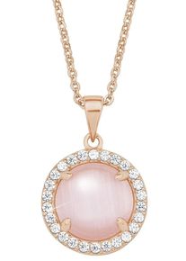 Kette mit Anh&auml;nger Amor "2022669", rosa (ros&eacute;goldfarben, rosa, kristallwei&szlig;), Halsketten, Damen, Silber 925 (Sterlingsilber), L: 45, Kette mit Anh&auml;nger, mit Katzenauge, Zirkonia (synth.)