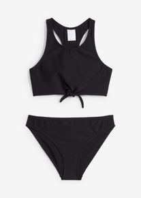 bonprix Costum de baie din material cu textură (set/2 piese), negru, 164/170