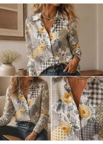 Ladies Relaxed Button Front Lapel Shirt, Long Sleeve All-Match Outfit for Commuter Dating Street Shopping