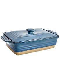 Homeware Profession. Auflaufform, Blau, Braun, Keramik, 3.3 l, rechteckig, 33.7x23.2x9.2 cm, Lfgb, backofengeeignet, mikrowellengeeignet,backofengeeignet, Kochgeschirr, Auflaufformen
