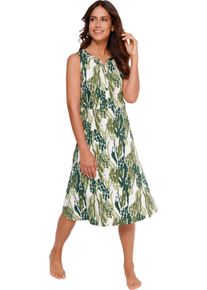 Damen Sommerkleid in A-Form champagner-oliv-bedruckt Gr&ouml;&szlig;e 48/50