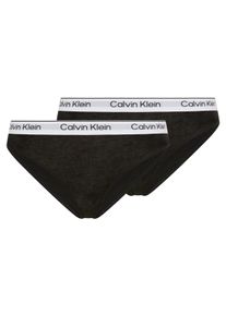 Brasilslip "2PK BIKINI", M&auml;dchen, Gr. 164/170, 2 Stk., schwarz (2x schwarz), Jersey, Obermaterial: 95% Baumwolle, 5% Elasthan, Calvin Klein Underwear, k&ouml;rpernah, Unterhosen Brasilslip, mit Logobund