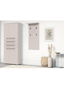 Garderobenpaneel OTTO HOME "Opera, Wandregal, mit Haken, mit Regal, in Kaschmirfarbe", beige (kaschmirfarbe), B:46cm H:100cm T:17cm, Holzwerkstoff, Metall, Garderobenpaneele, Garderobenpaneel, Wandgarderobe, Aufh&auml;nger, H&ouml;he 100cm, mit 4 Hakken