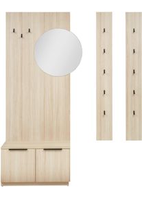 HBZ-MEBLE Kompaktgarderobe HBZ "Jimmy, Melaminbeschichtung, Griffleiste", riva oak, B:210cm H:205cm T:40cm, Holzwerkstoff, Schr&auml;nke, Kompaktgarderobe, Breite 210cm, 4 Komponenten, Melaminbeschichtung