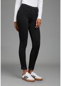 Jeansjeggings Arizona "im 4 Way Stretch, Quer- und L&auml;ngselastisch, Skinny", Damen, Gr. 44, N-Gr, schwarz (real schwarz), Denim/Jeans, Obermaterial: 57% Baumwolle, 31% Polyester, 12% Elasthan, unifarben, skinny fit, Jeans Jeansjeggings, Skinny Fit, extra enge Beinform, normale Leibh&ouml;he, unifarbene Optik