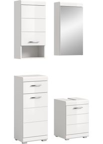 Badm&ouml;bel-Set Welltime "SIENA, 4-tlg., WBU, Spiegelschrank, H&auml;nge- & Unterschrank, MDF-Front", wei&szlig; (wei&szlig;, wei&szlig; hochglanz), B:92cm H:191cm T:34cm, Holzwerkstoff, MDF, Spiegelglas, Kastenm&ouml;bel-Sets, Badm&ouml;bel-Set, Badm&ouml;bel, Kombination, Badezimmer, Badset, M&ouml;bel-Set, Set