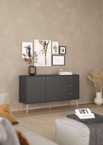 Sideboard Home Affaire "Bodo, Aufbewahrung, Schubladenschrank, Sideboard", grau (grau matt), B:147,2cm H:81,7cm T:39,1cm, Sideboards, Sideboard, Kommode mit 2 T&uuml;ren, 3 Schubladen, Breite 147 cm